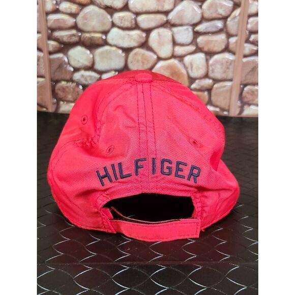 Tommy HIlfiger Hat Cap Strap Back Red Blue Flag Spell Out Logo Casual Mens - Picture 3 of 7